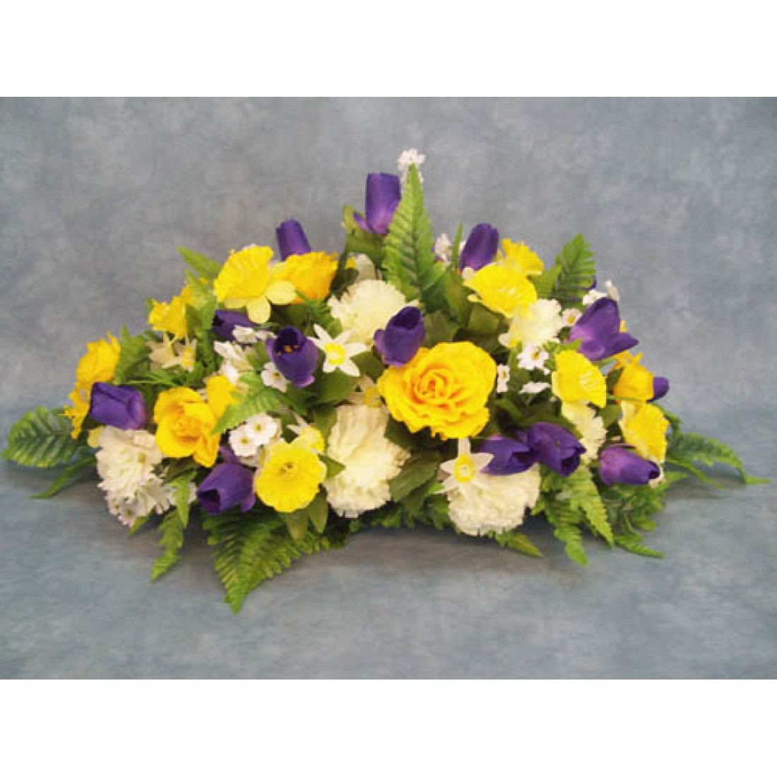 Springtime Silk Flower Sympathy Spray Memorial Flowers